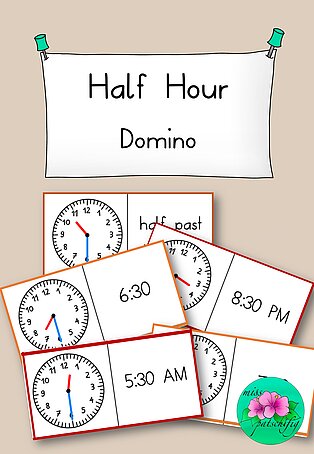 Uhrzeit üben - Englisch- Half Hour