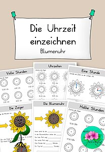 Blumenuhr die Uhrzeit einzeichnen