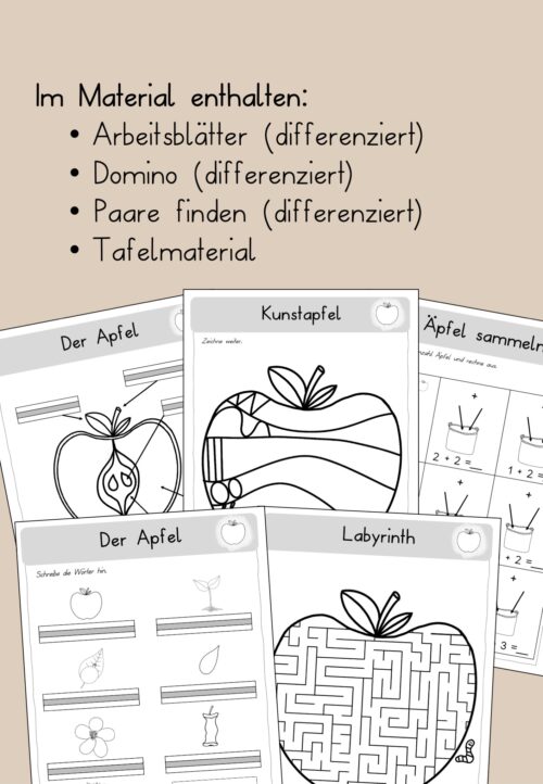 Apfel Arbeitsblätter