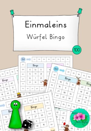 Einmaleins Würfel Bingo einzelne Reihen