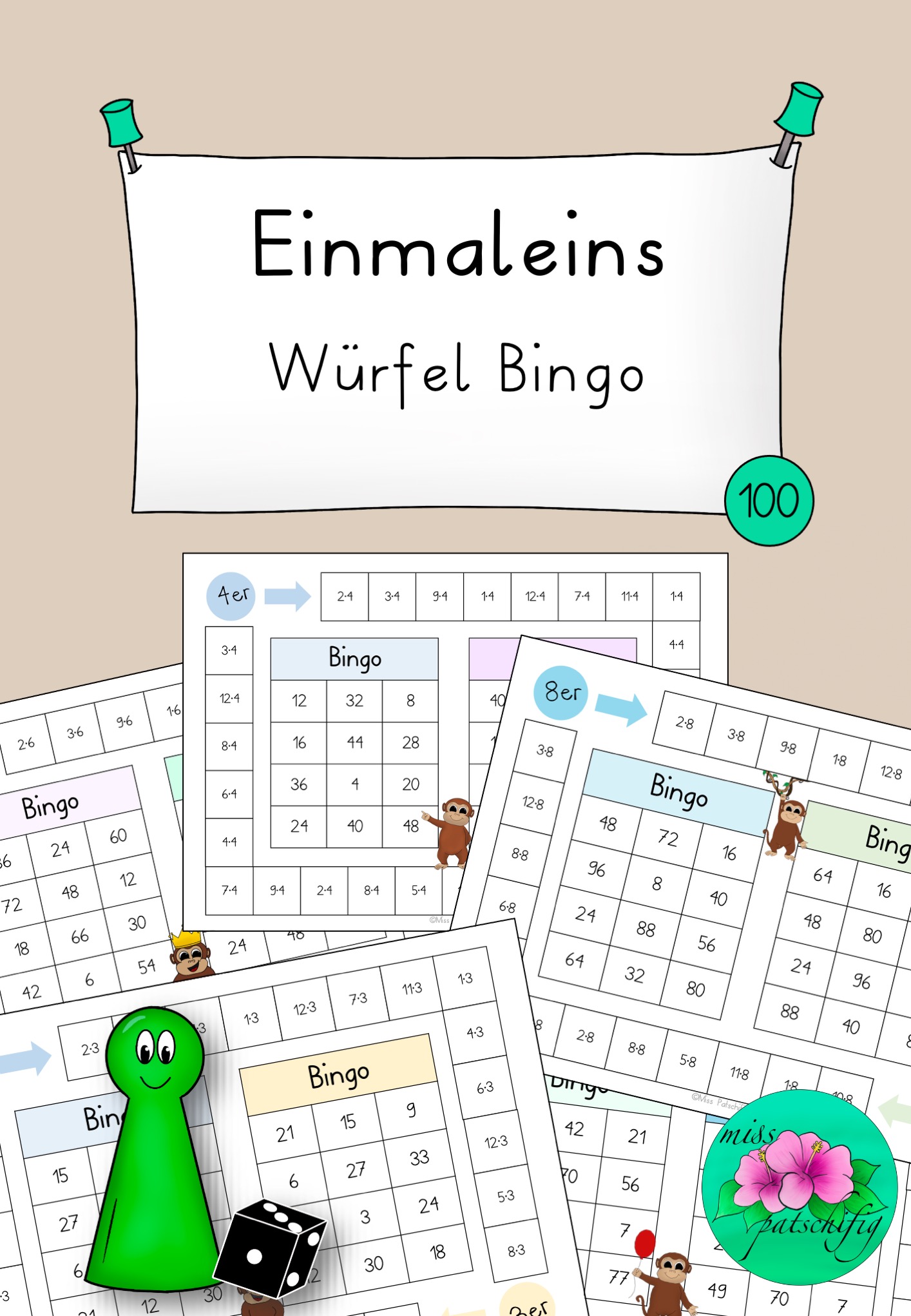 Einmaleins Würfel Bingo - einzelne Reihen