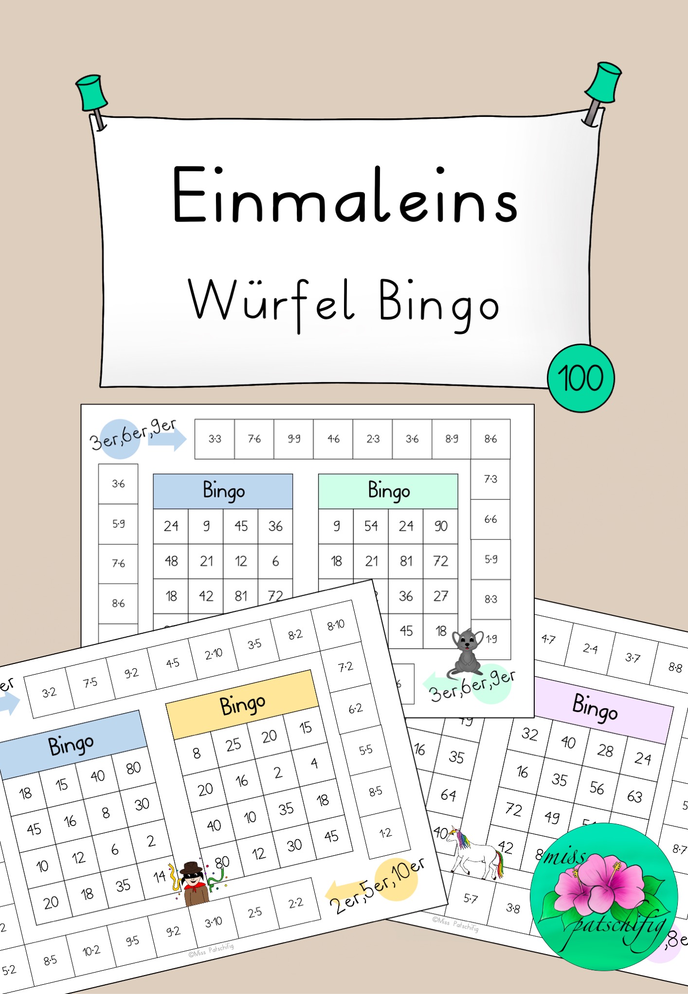 Einmaleins Würfel Bingo - mehrere Reihen