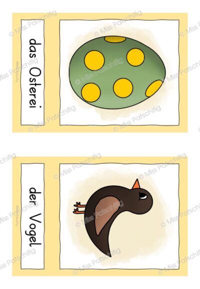 Frühling Bildkarten mit Osterei und Vogel, Bildkarten zum Ausdrucken, Vorschau