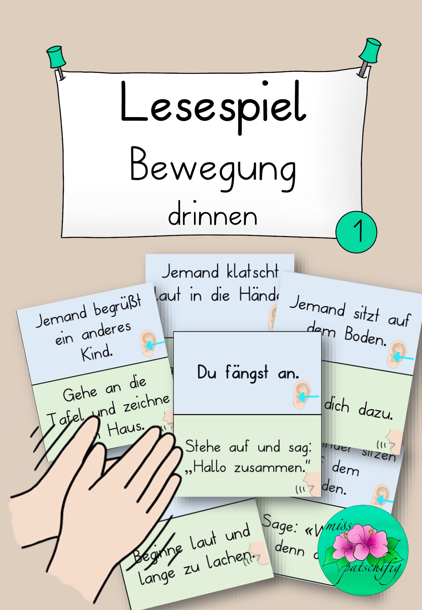 Lesespiel Bewegung drinnen