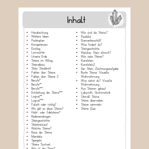Steine Arbeitsblätter