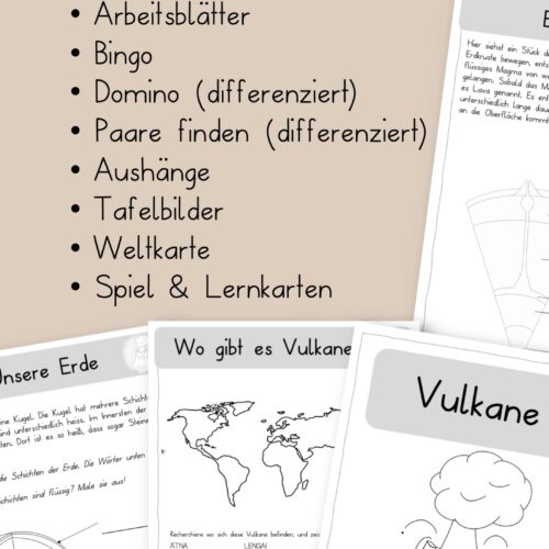 Vulkane Arbeitsblätter