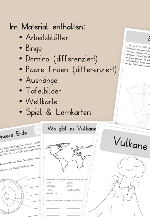 Vulkane Arbeitsblätter